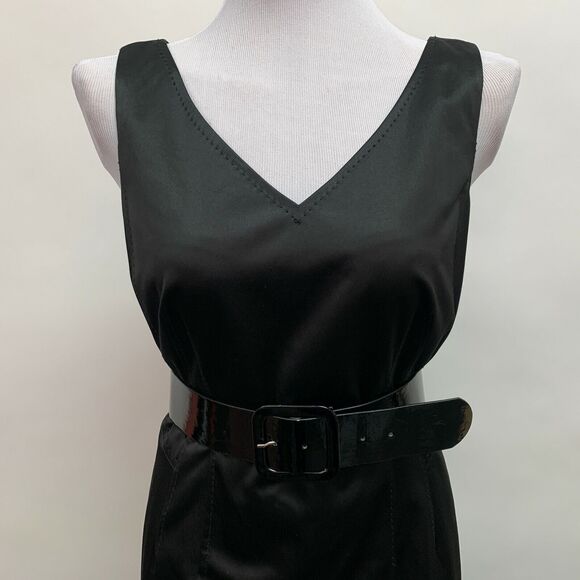 Grace Elements Women's Dress 6 Black Sleeveless with Belt V-Neck NWT - Picture 2 of 8